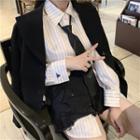 Striped Shirt With Necktie / Waist Belt