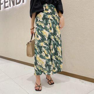 Foliage Print Long Skirt