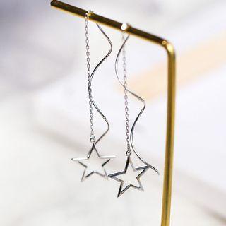 925 Sterling Silver Star Dangle Earring 1 Pair - 925 Silver - Earrings - Star - One Size