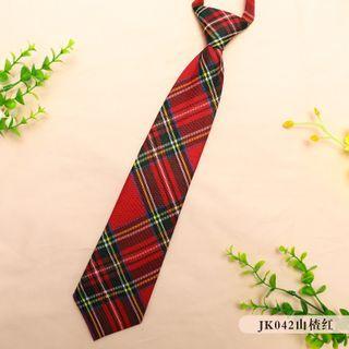 Plaid Neck Tie Jk042 - Red - One Size