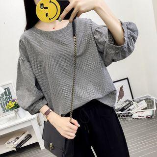 Lantern Sleeve Gingham Top
