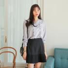 Double-breasted Frilled Crepe Blouse