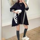 Letter Piped Fleece-lined Pullover Dress