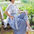 Short-sleeve Ruffled Top / Wide-leg Pants