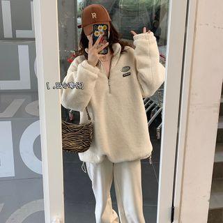 Lettering Fleece Zipped Sweatshirt