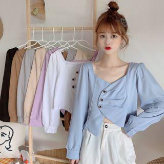Irregular Hem Square-neck Blouse