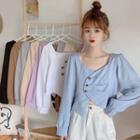 Irregular Hem Square-neck Blouse