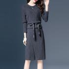 Set: Drawstring-waist Knit Top + Pencil Skirt