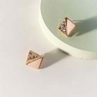 Square Ear Stud 1 Pair - Silver - One Size