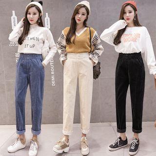 Cropped High Rise Corduroy Pants