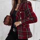 Printed Plaid Double Breasted Blazer