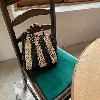 Color-block Wood Tote Bag One Size