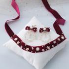 Wedding Set: Embellished Fabric Headband / Dangle Earring / Set