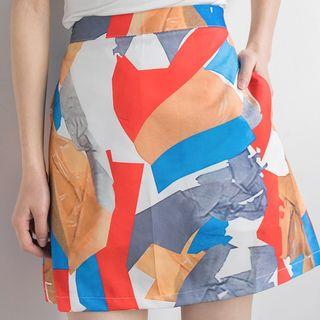 Print A-line Mini Skirt