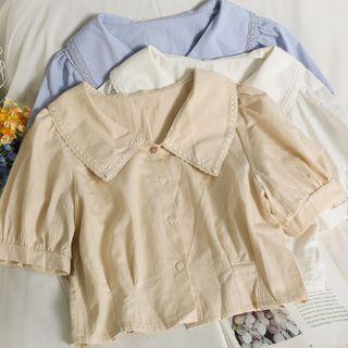 Peter Pan-collar Slim-fit Shirt