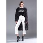 Hook-and-eye Faux Fur Coat Black - One Size
