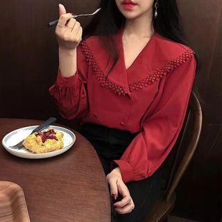 Double-breasted Blouse Red - One Size