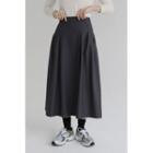 Pintuck-trim Herringbone Long Skirt