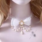 Bow Lace Faux Pearl Choker