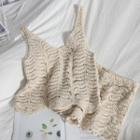 Set: Crochet Knit Vest + Shorts