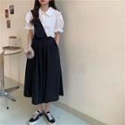 Short-sleeve Shirt / Wide-leg Suspender Pants