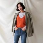 Multi-pocket Glen-plaid Blazer