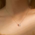 925 Sterling Silver Turnable Rhinestone Pendant Necklace As Shown In Figure - One Size