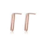 Sterling Silver Plated Rose Gold Simple Fashion Hollow Geometric Rectangular Stud Earrings Rose Gold - One Size