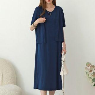 Open Cardigan & Tank Dress Set