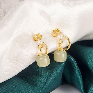 Faux Gemstone Faux Pearl Alloy Dangle Earring 1 Pair - Gold - One Size