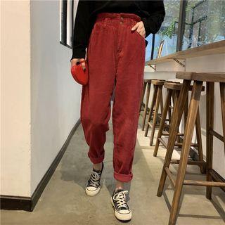 Long-sleeve Pocket T-shirt / Straight Cut Corduroy Pants