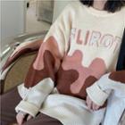 Lettering Wave Print Sweater