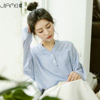 Striped Placket Shirt Blue - One Size
