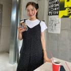 Tie-strap Polka Dot Jumper Pants Black - One Size