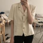 Short-sleeve Notch Lapel Shirt Cream - One Size
