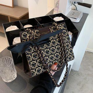 Ribbon Patterned Tote Bag