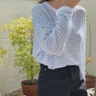 Striped Knitted Henley Sky Blue - One Size