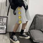 Smiley Face Print Straight Leg Sweatshorts