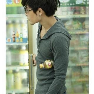 Elasticized Hooded Long-sleeved Shirt