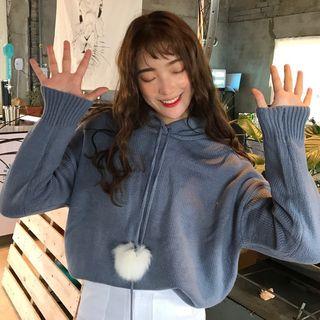 Hooded Sweater With Pom Pom