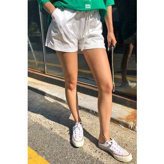 Drawstring-waist Slit-side Shorts