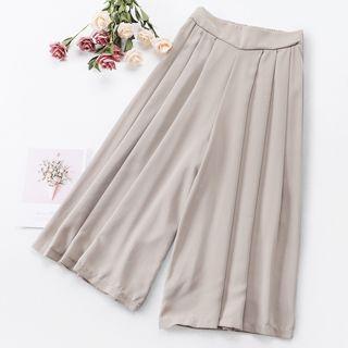 High-waist Cropped Chiffon Wide-leg Pants