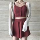 Cropped Camisole Top / Shorts / Cropped Cardigan / Set