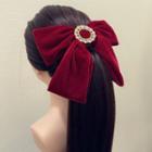 Bow Velvet Wedding Hair Clip Wine Red - One Size