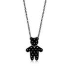 Black Dot Pattern Bear Pendant With Steel Necklace Steel - One Size