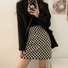 Checkerboard Knit Mini A-line Skirt
