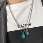 Turquoise Pendant Stainless Steel Necklace