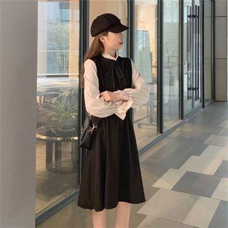 Color-block Bow A-line Dress