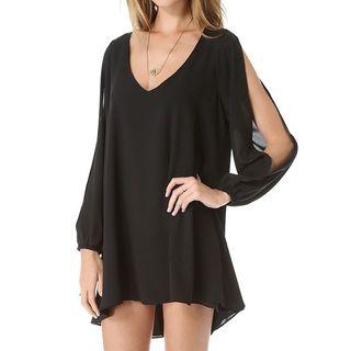 Cut Out V-neck Chiffon Dress