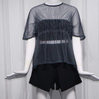 Short-sleeve Sheer Top / Bandeau / Shorts / Set